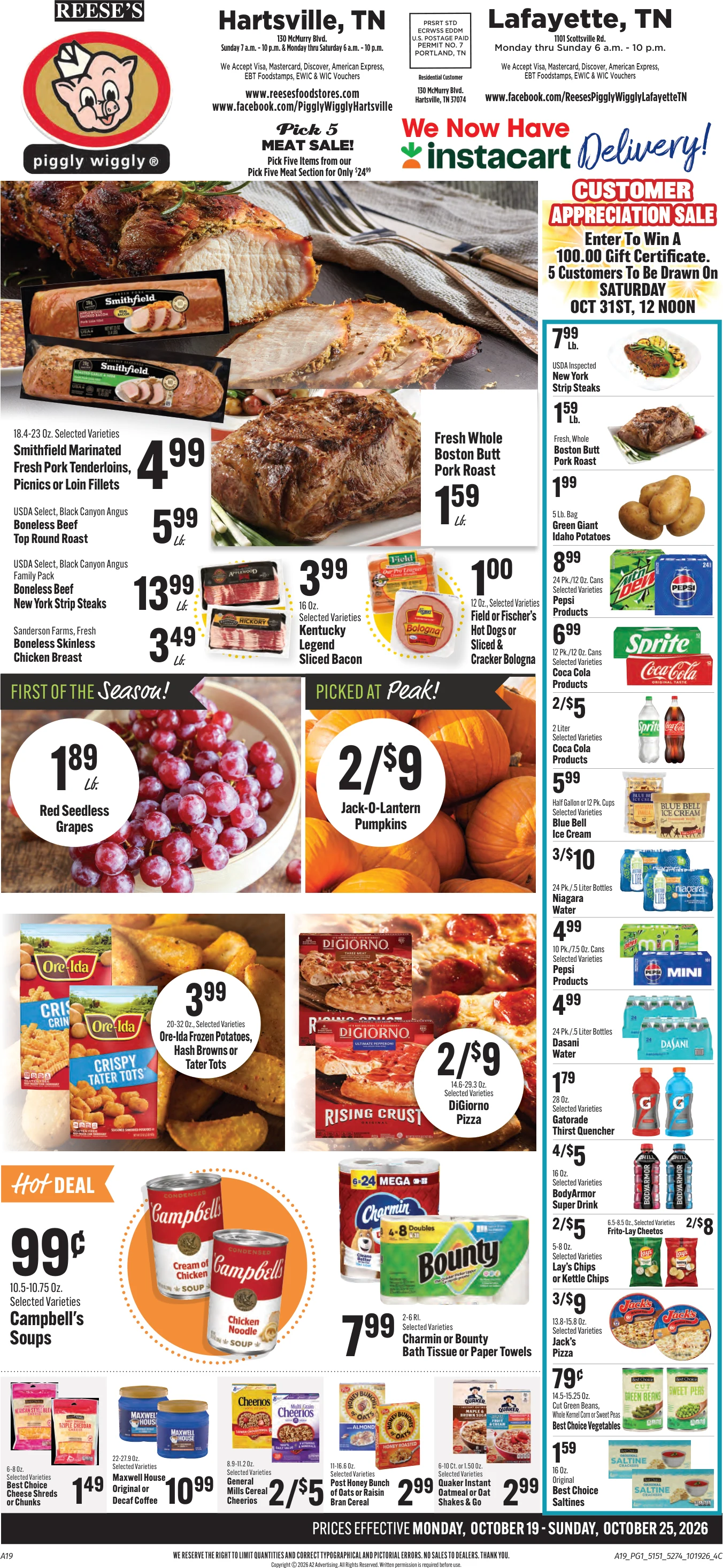 Reese's Food Store Piggly Wiggly Weekly Ad - Page 1