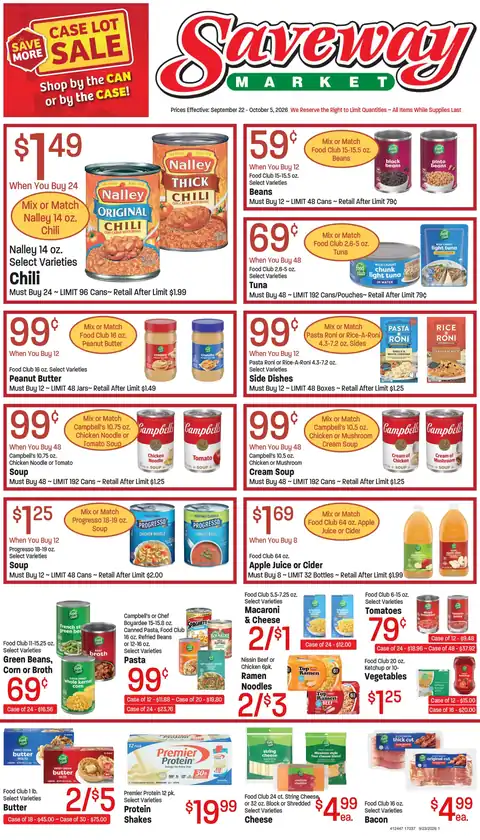 Saveway Market Caselot - September 22nd - October 5th, 2026