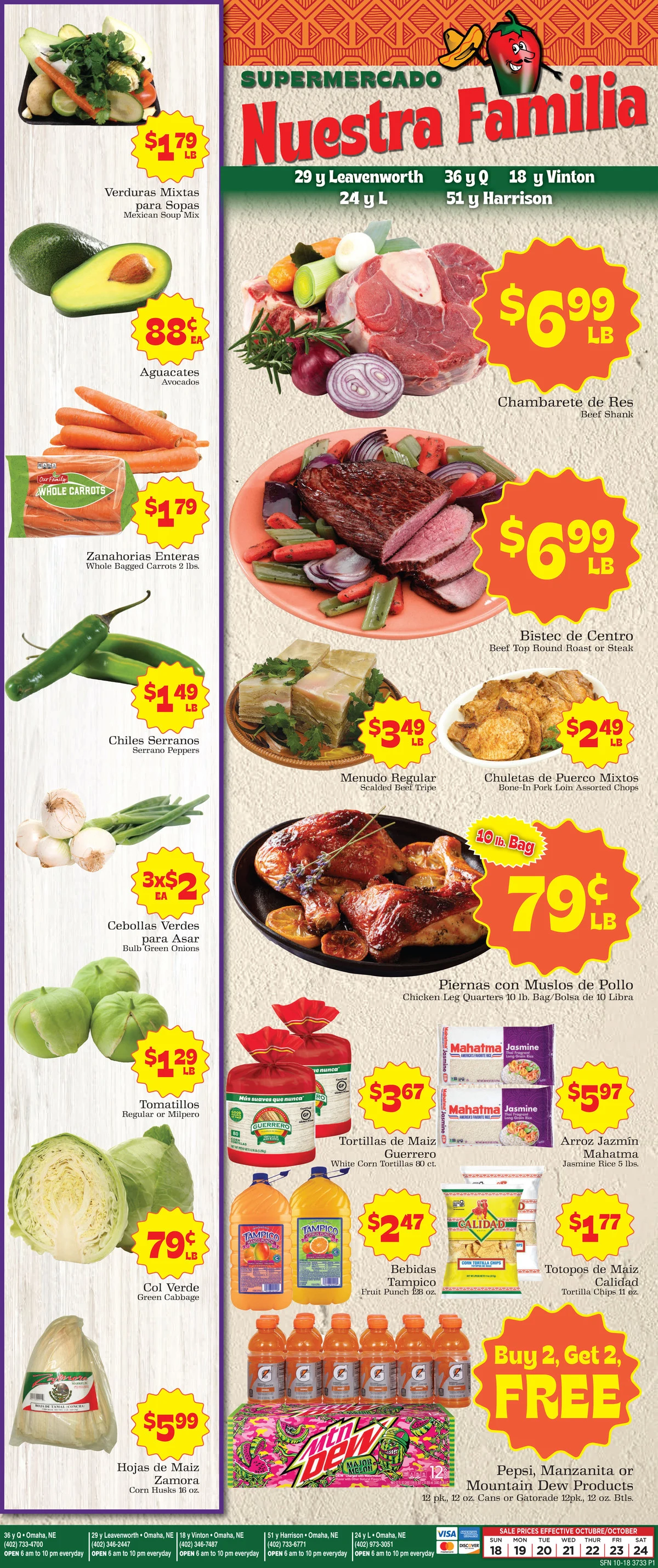 Supermercado Nuestra Familia 10/18 Weekly Ad - Page 1