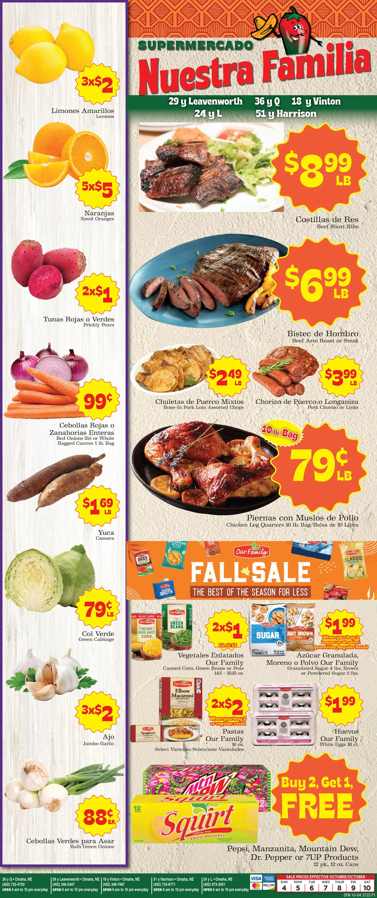 Supermercado Nuestra Familia 10/4 Weekly Ad - Page 1