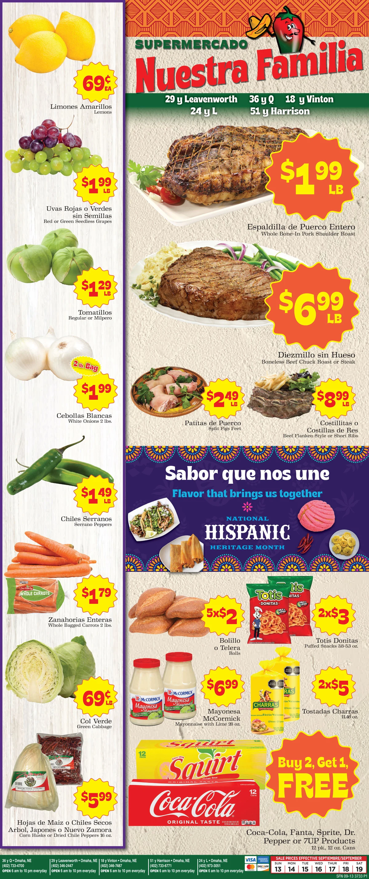Supermercado Nuestra Familia 9/13 Weekly Ad - Page 1