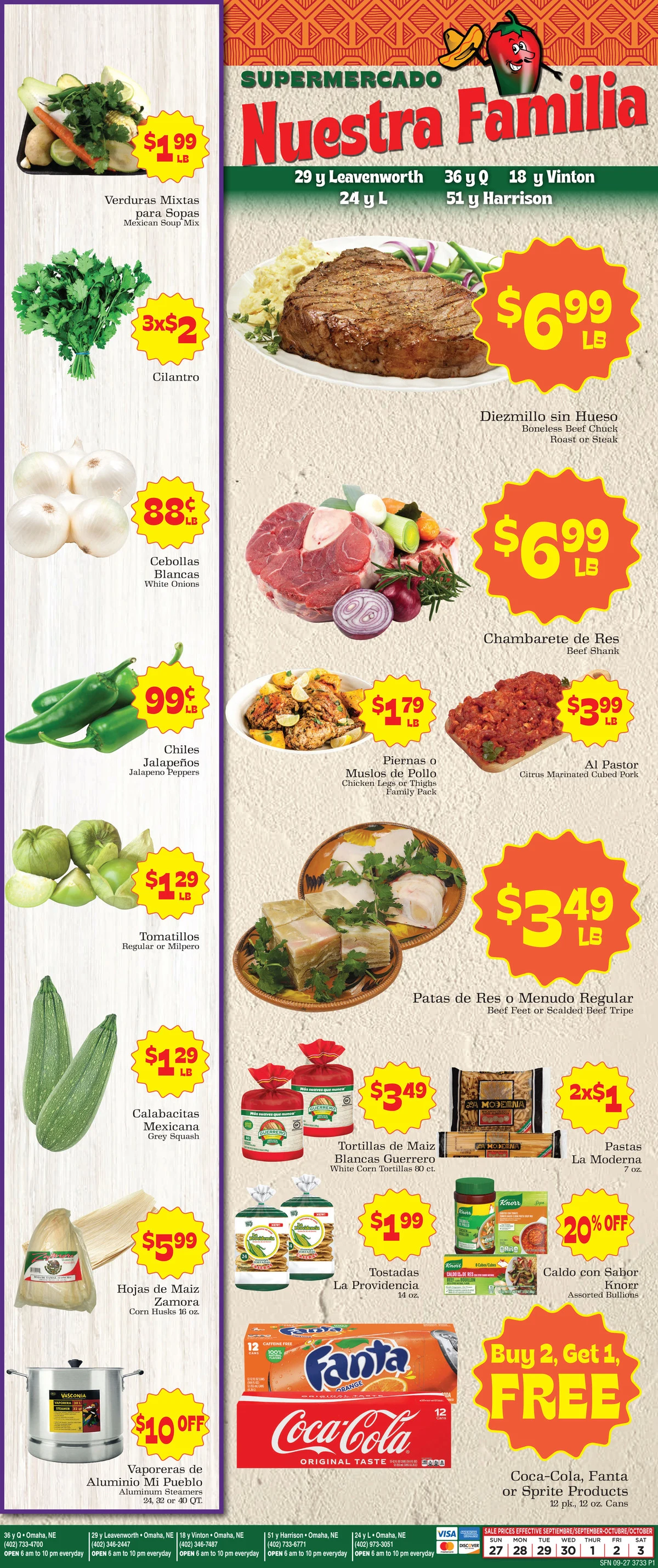 Supermercado Nuestra Familia 9/27 Weekly Ad - Page 1