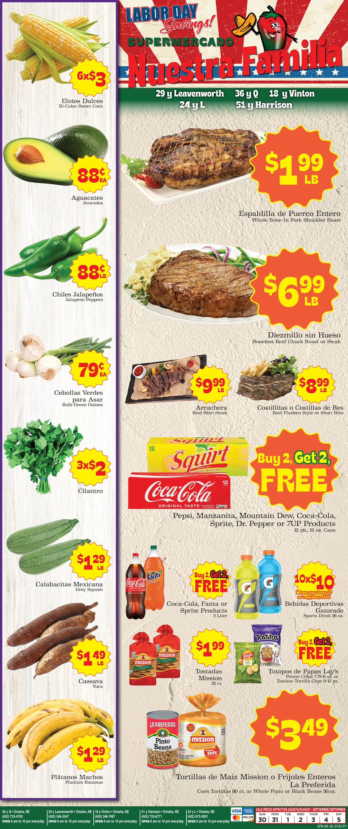 Supermercado Nuestra Familia 8/30 Weekly Ad - Page 1