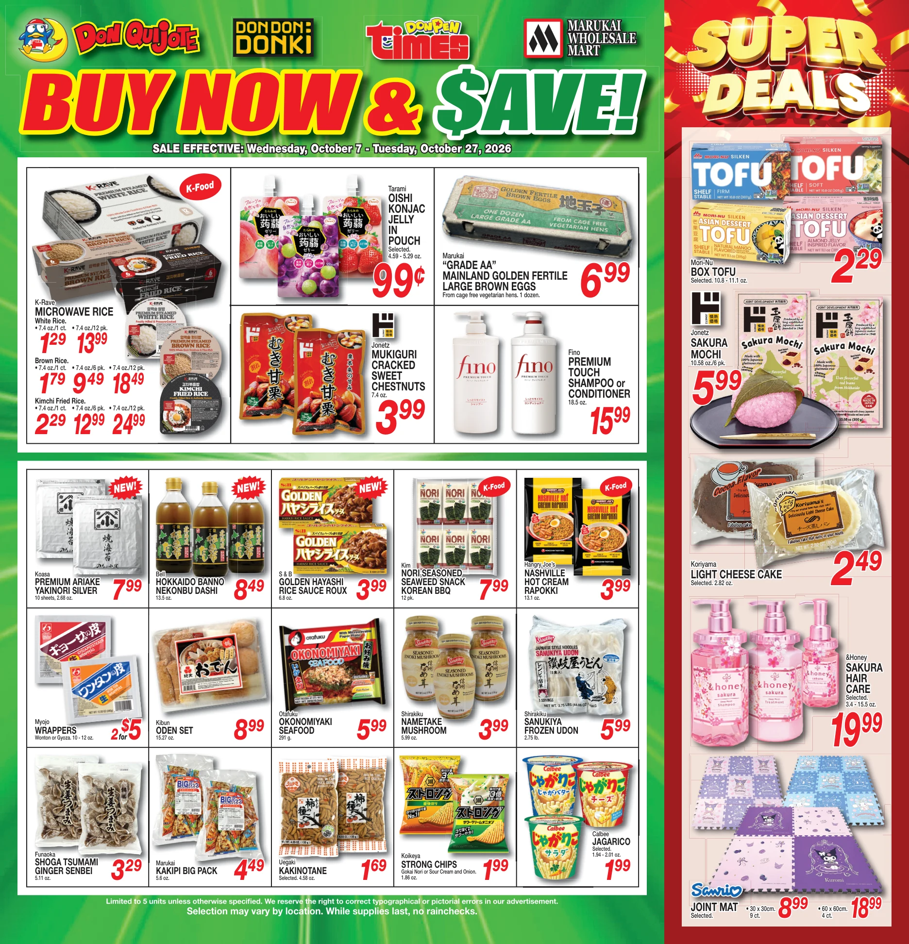 Times Supermarket Hawaii - Donpen Times Buy Now and Save Donpen Times - Buy Now and Save Flyer Wed, Oct 07, 2026 - Tue, Oct 27, 2026 - Page 1